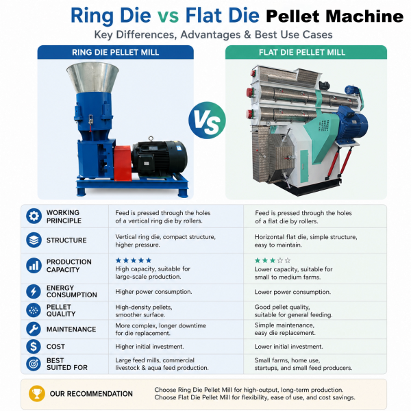 Pellet Machinery, Crusher, Mixer, Cooler, Packing Machine.Ring Die vs Flat Die Feed Pellet Mill: Which Machine Can Process 5–20 Tons Per Hour?
