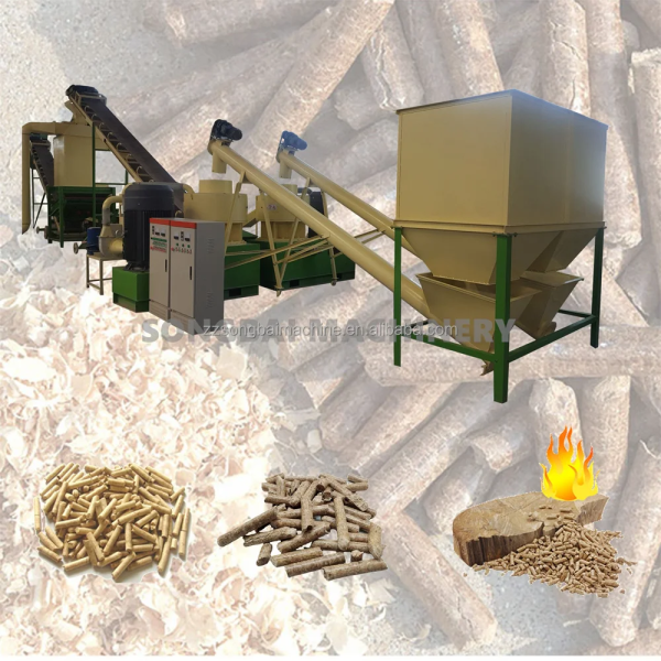 Pellet Machinery, Crusher, Mixer, Cooler, Packing MachineWood Pellets Production Line
